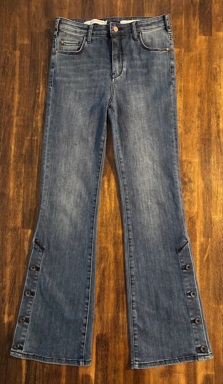 Pilcro Anthropologie Size 25 (29 x 32) Jeans Bootcut High Rise Denim Button Hems